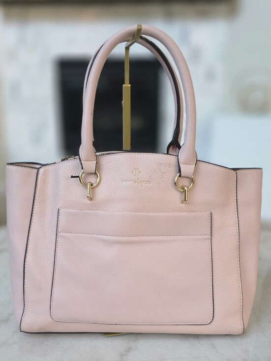 Nanette Lepore Handbags - Nanette Lepore Pink Pebbled Leather Tote with Crossbody Strap